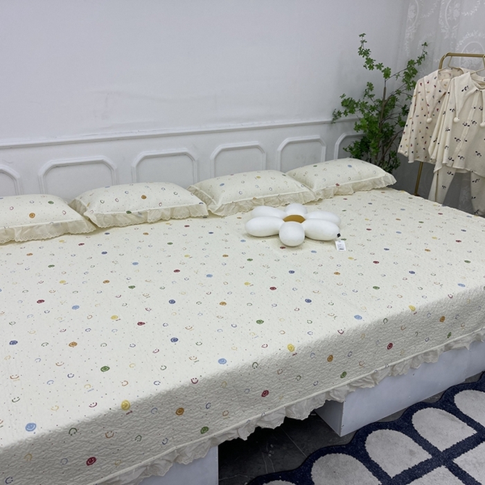 91家纺网 家纺一手货源 找家纺 （总）禧瑞谷 2025新款全棉纯棉双层花边绗缝夹棉榻榻米支持定制农村大炕盖