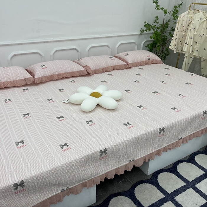 91家纺网 家纺一手货源 找家纺 （总）禧瑞谷 2025新款全棉纯棉双层花边绗缝夹棉榻榻米支持定制农村大炕盖