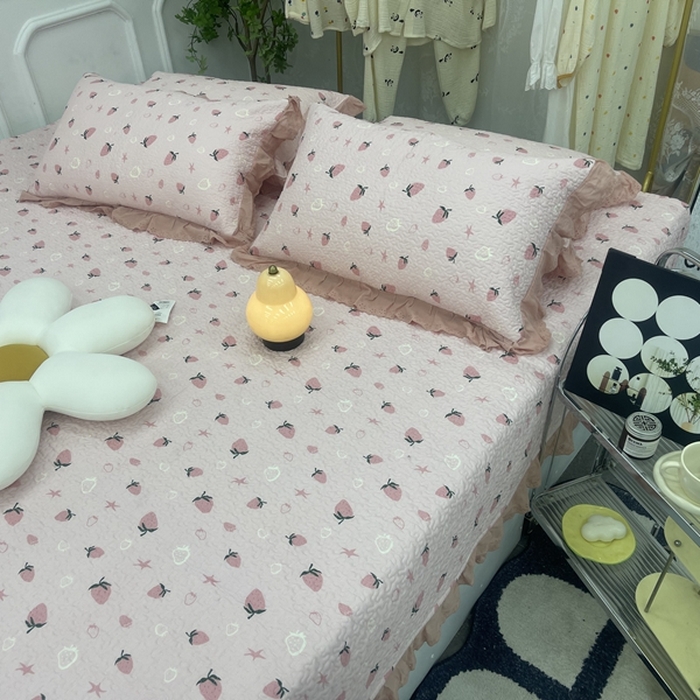 91家纺网 家纺一手货源 找家纺 禧瑞谷 2025新款全棉纯棉双层花边绗缝夹棉榻榻米支持定制农村大炕盖