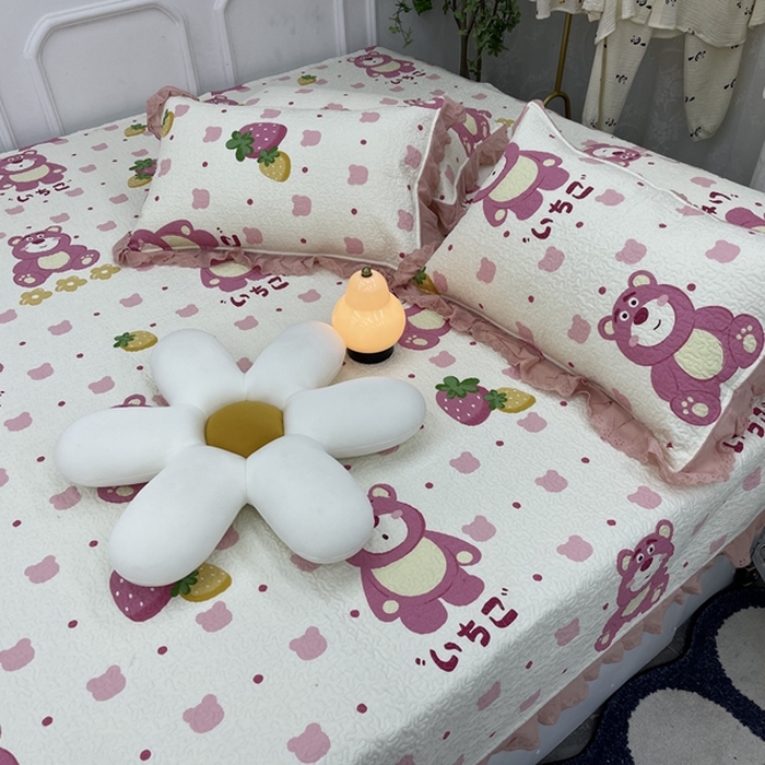 91家纺网 家纺一手货源 找家纺 禧瑞谷 2025新款全棉纯棉双层花边绗缝夹棉榻榻米支持定制农村大炕盖