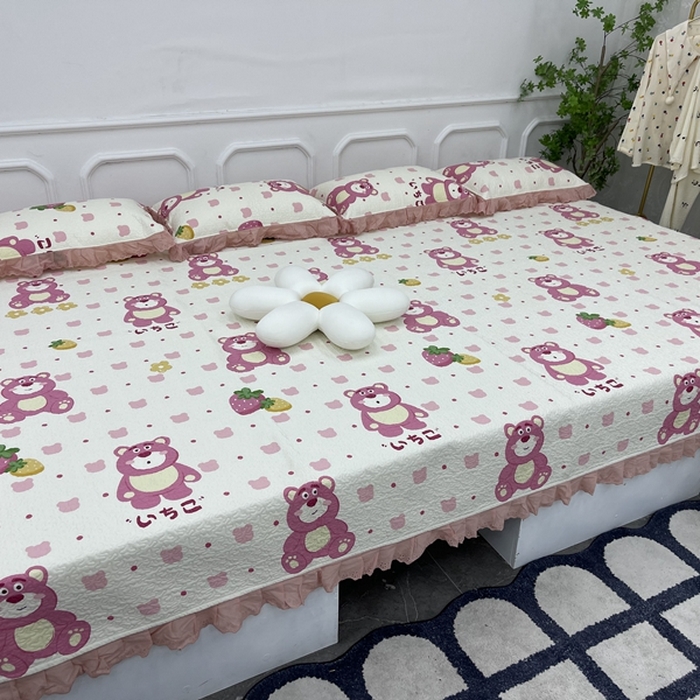 91家纺网 家纺一手货源 找家纺 禧瑞谷 2025新款全棉纯棉双层花边绗缝夹棉榻榻米支持定制农村大炕盖