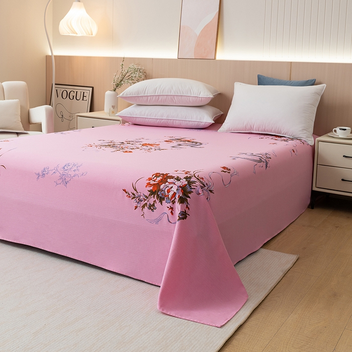 91家纺网 家纺一手货源 找家纺 居美良品 2025新款国民老上海单床单-凤穿牡丹 凤穿牡丹-浅粉