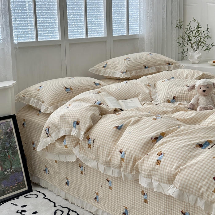 91家纺网 家纺一手货源 找家纺 （总）佰织鑫2025新款纯棉砂洗全棉床盖款四件套-花蔓系列