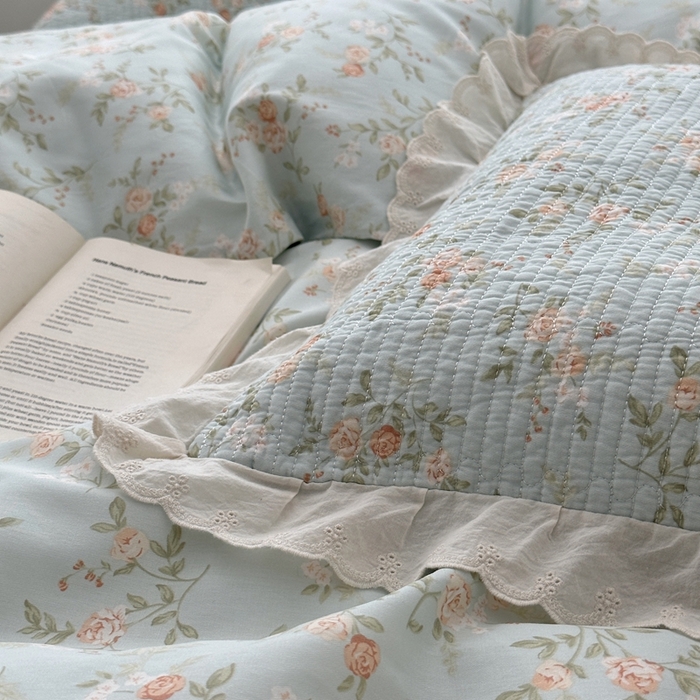 91家纺网 家纺一手货源 找家纺 佰织鑫2025新款纯棉砂洗全棉床盖款四件套-花蔓系列 夏沫