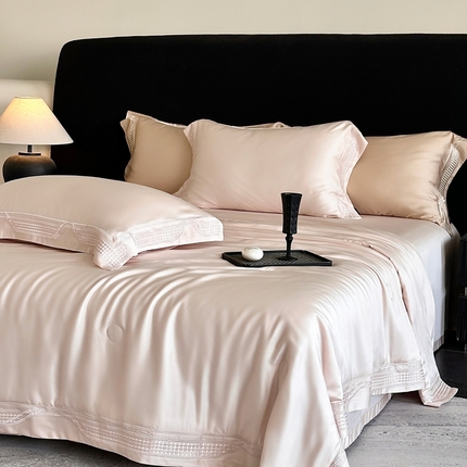 馨蕊家居 2025新款80SLF奥地利兰精天丝夏被四件套-凯伦 夏被凯伦-蔷薇粉