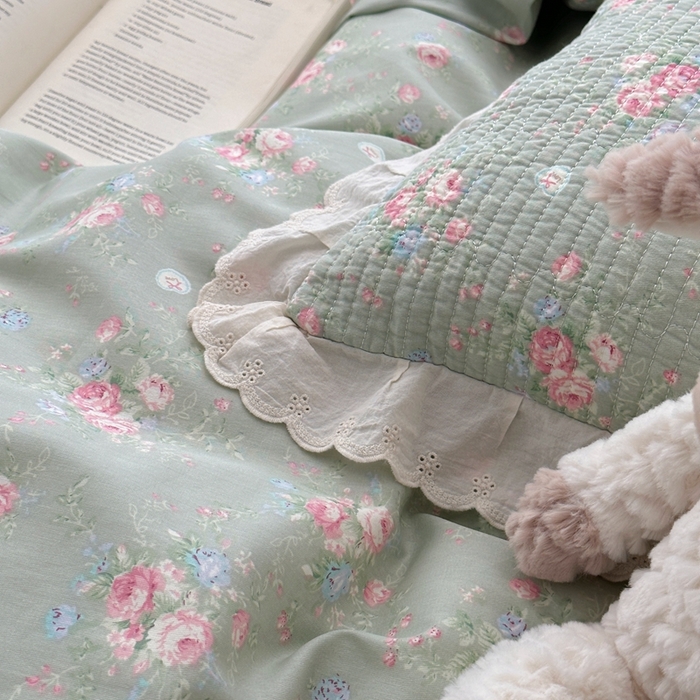 91家纺网 家纺一手货源 找家纺 佰织鑫2025新款纯棉砂洗全棉床盖款四件套-花蔓系列 春至
