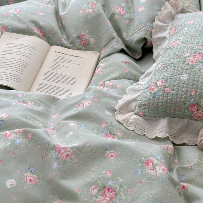 91家纺网 家纺一手货源 找家纺 佰织鑫2025新款纯棉砂洗全棉床盖款四件套-花蔓系列 春至