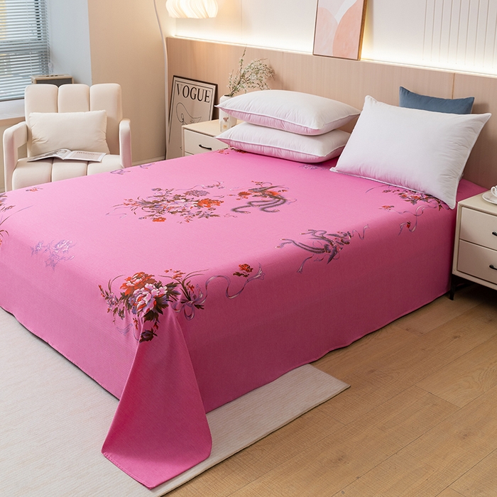 91家纺网 家纺一手货源 找家纺 居美良品 2025新款国民老上海单床单-凤穿牡丹 凤穿牡丹-深粉