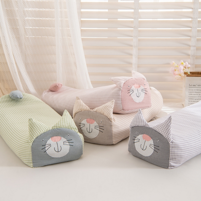 91家纺网 家纺一手货源 找家纺 （总）芯洲 2025新款A类有氧双层纱小猫直播爆款荞麦枕可爱卡通枕头枕芯