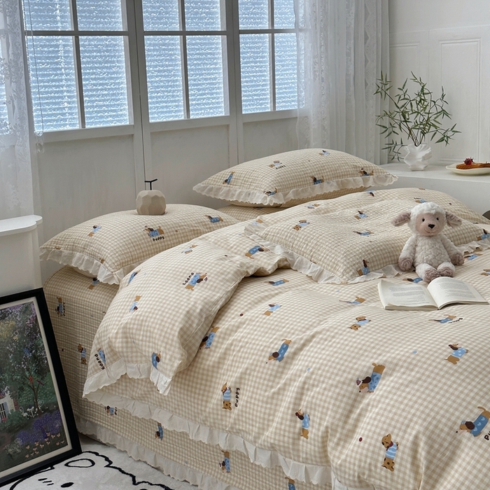 91家纺网 家纺一手货源 找家纺 （总）佰织鑫2025新款纯棉砂洗全棉床盖款四件套-花蔓系列