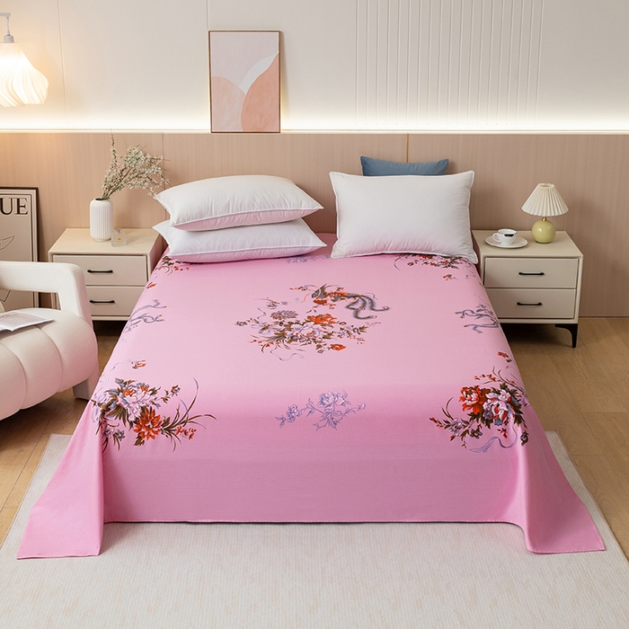 91家纺网 家纺一手货源 找家纺 居美良品 2025新款国民老上海单床单-凤穿牡丹 凤穿牡丹-浅粉