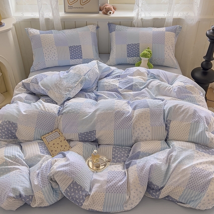 91家纺网 家纺一手货源 找家纺 N先生+V 13814689556 发大图/买家秀 2025新款超柔云感双层纱四件套 兰亭序