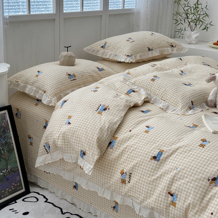 91家纺网 家纺一手货源 找家纺 （总）佰织鑫2025新款纯棉砂洗全棉床盖款四件套-花蔓系列