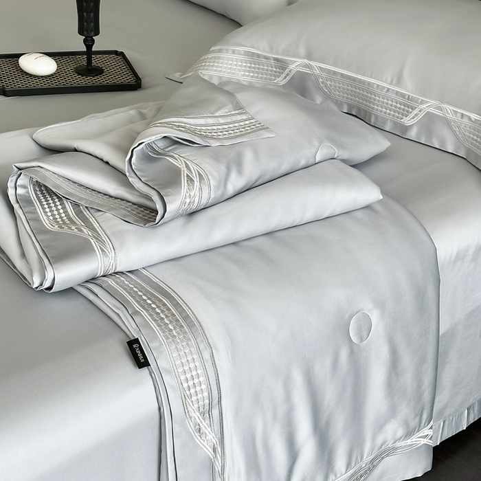 91家纺网 家纺一手货源 找家纺 馨蕊家居 2025新款80SLF奥地利兰精天丝夏被四件套-凯伦 夏被凯伦-高级灰