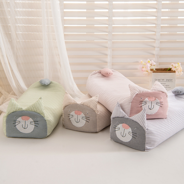 91家纺网 家纺一手货源 找家纺 （总）芯洲 2025新款A类有氧双层纱小猫直播爆款荞麦枕可爱卡通枕头枕芯