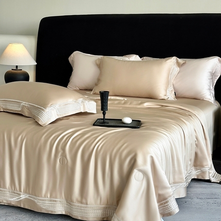 馨蕊家居 2025新款80SLF奥地利兰精天丝夏被四件套-凯伦 夏被凯伦-香槟