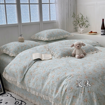 91家纺网 家纺一手货源 找家纺 （总）佰织鑫2025新款纯棉砂洗全棉床盖款四件套-花蔓系列