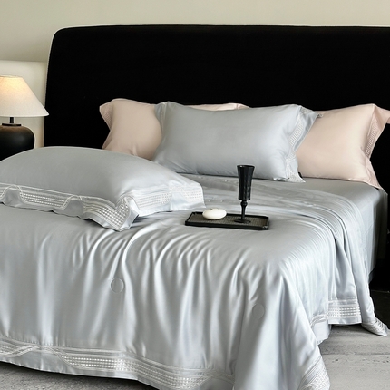 馨蕊家居 2025新款80SLF奥地利兰精天丝夏被四件套-凯伦 夏被凯伦-高级灰