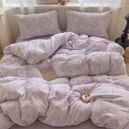 91家纺网 家纺一手货源 找家纺 N先生+V 13814689556 发大图/买家秀 2025新款超柔云感双层纱四件套 半生倾慕