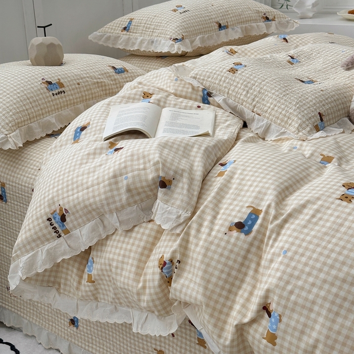 91家纺网 家纺一手货源 找家纺 （总）佰织鑫2025新款纯棉砂洗全棉床盖款四件套-花蔓系列