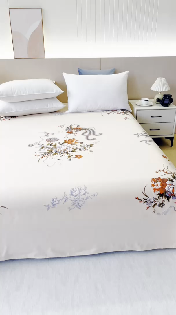 91家纺网 家纺一手货源 找家纺 居美良品 2025新款国民老上海单床单-凤穿牡丹 凤穿牡丹-米黄