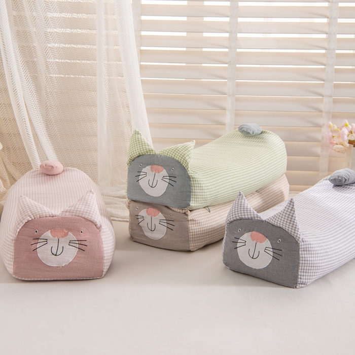 91家纺网 家纺一手货源 找家纺 （总）芯洲 2025新款A类有氧双层纱小猫直播爆款荞麦枕可爱卡通枕头枕芯