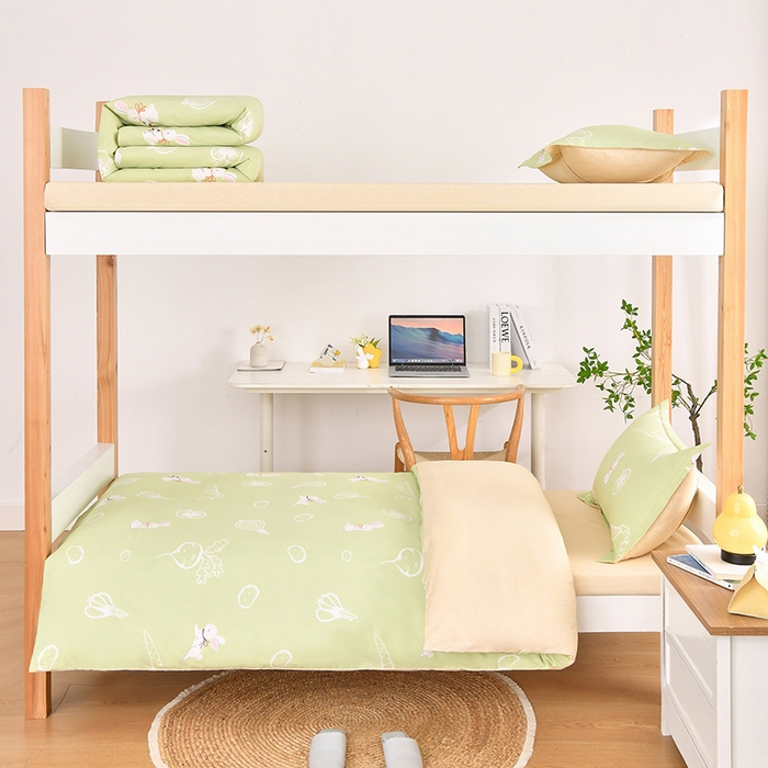 91家纺网 家纺一手货源 找家纺 乐旗家纺 2024新款13372全棉学生宿舍床单款三件套纯棉六件套玉兔