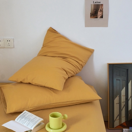 Mr.pig猪先生水洗棉 2025新款纯色水洗棉枕套 琥珀