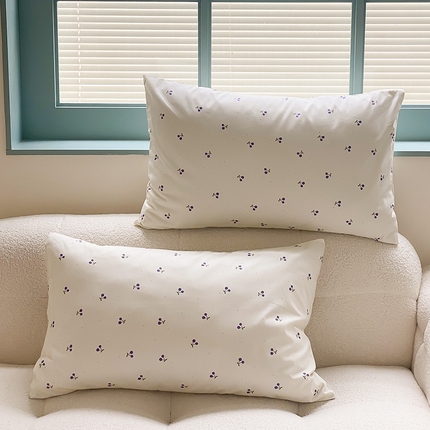 91家纺网 家纺一手货源 找家纺 Mr.pig猪先生水洗棉 2025新款小清新印花水洗棉全棉枕套 淡紫小樱桃