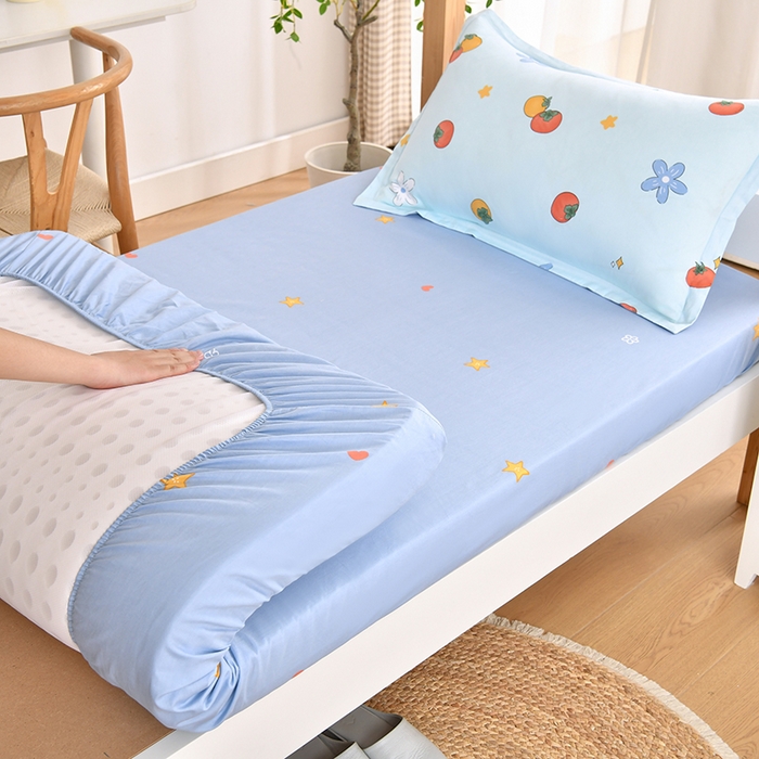 91家纺网 家纺一手货源 找家纺 乐旗家纺 2024新款13372全棉学生宿舍床单款三件套纯棉六件套 森森果绿