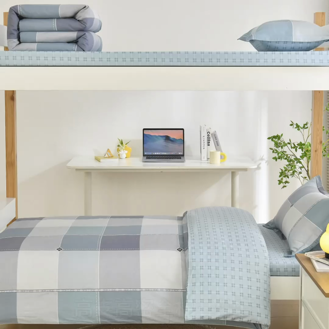 91家纺网 家纺一手货源 找家纺 乐旗家纺 2024新款13372全棉学生宿舍床单款三件套纯棉六件套 西雅图