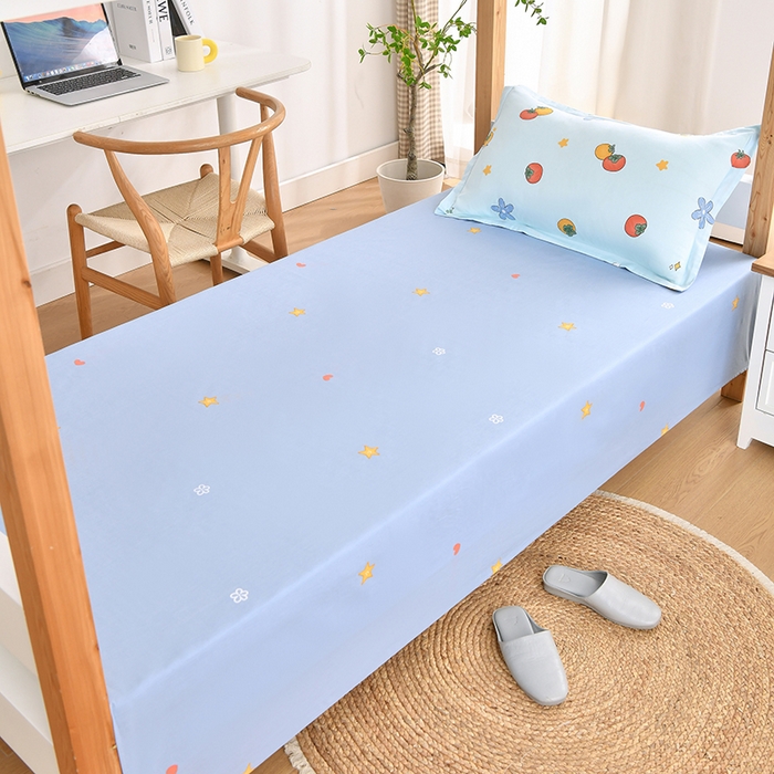 91家纺网 家纺一手货源 找家纺 乐旗家纺 2024新款13372全棉学生宿舍床单款三件套纯棉六件套 森森果绿