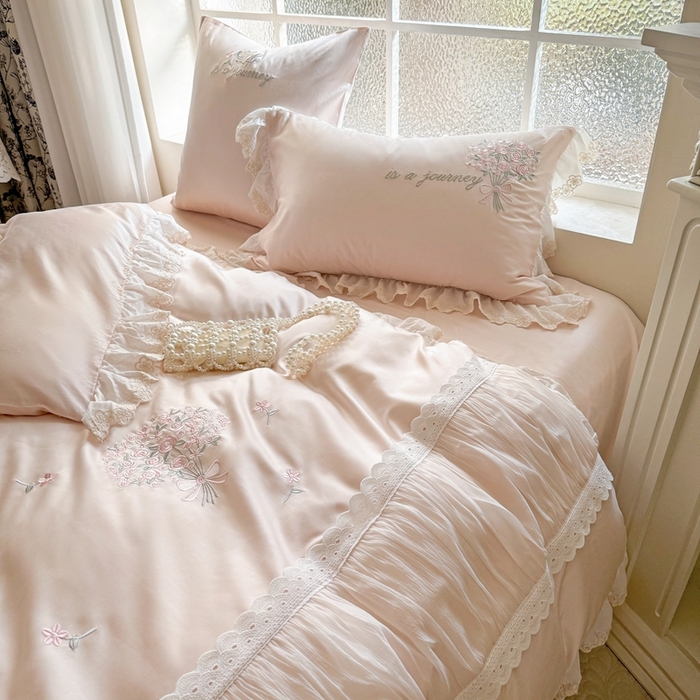 91家纺网 家纺一手货源 找家纺 （总）云胡 2025新款A类提花天丝棉四件套-浪漫主义