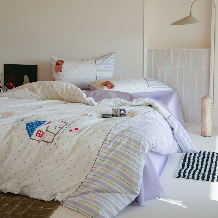 91家纺网 家纺一手货源 找家纺 （总）云胡 2025新款A类100%长绒棉纯棉四件套-猫咪日记