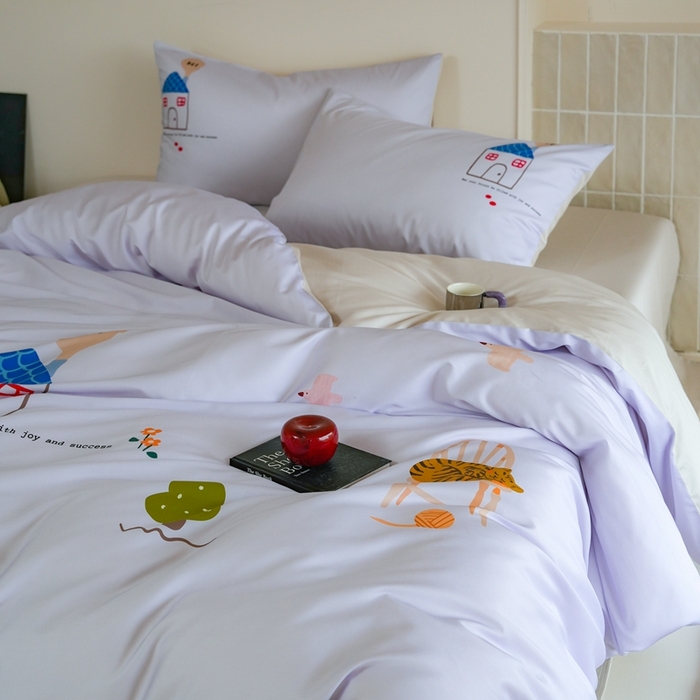 91家纺网 家纺一手货源 找家纺 （总）云胡 2025新款A类100%长绒棉纯棉四件套-恬梦 