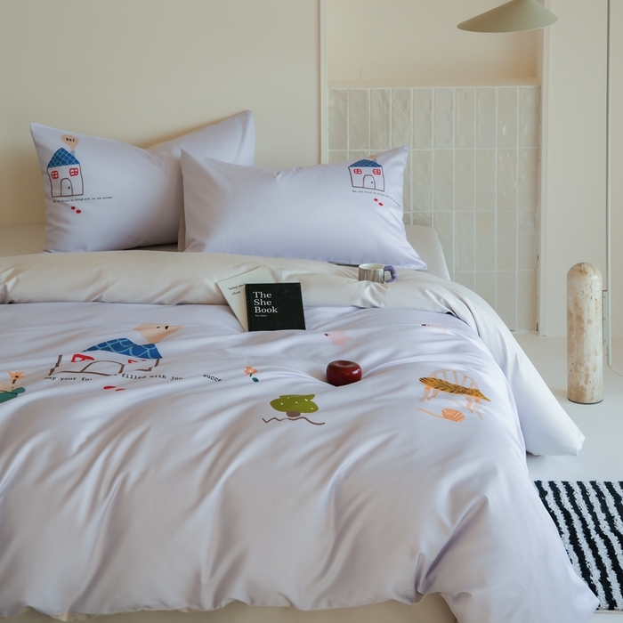 91家纺网 家纺一手货源 找家纺 （总）云胡 2025新款A类100%长绒棉纯棉四件套-恬梦 