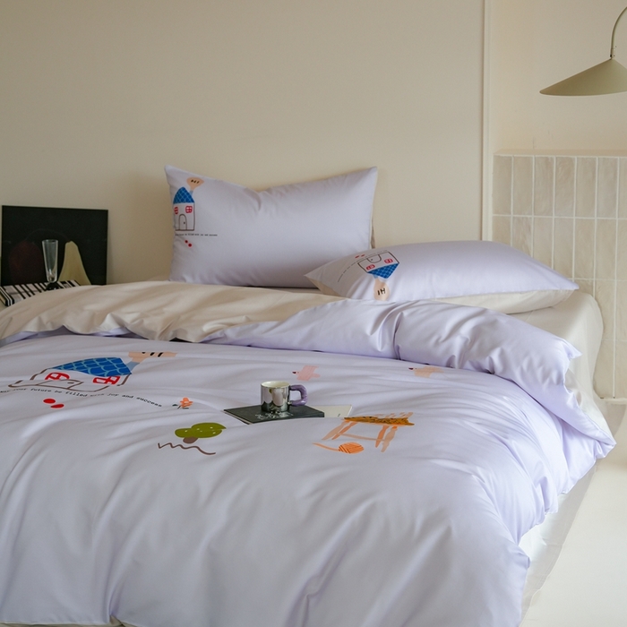 91家纺网 家纺一手货源 找家纺 （总）云胡 2025新款A类100%长绒棉纯棉四件套-恬梦 