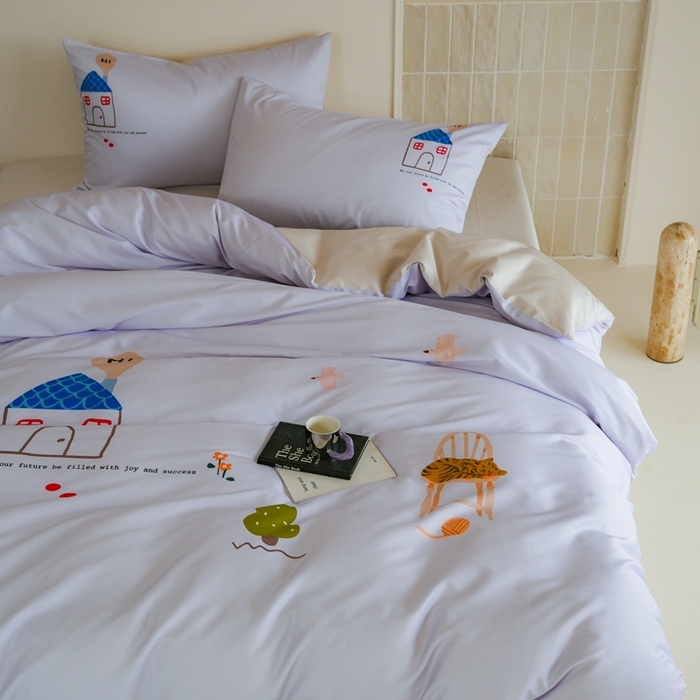 91家纺网 家纺一手货源 找家纺 （总）云胡 2025新款A类100%长绒棉纯棉四件套-恬梦 