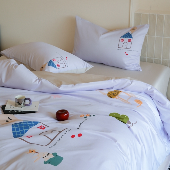 91家纺网 家纺一手货源 找家纺 （总）云胡 2025新款A类100%长绒棉纯棉四件套-恬梦 