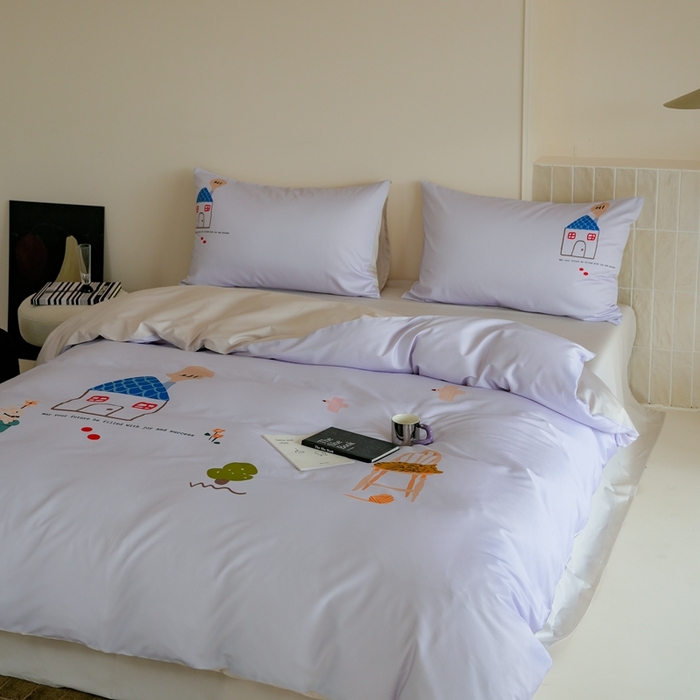 91家纺网 家纺一手货源 找家纺 （总）云胡 2025新款A类100%长绒棉纯棉四件套-恬梦 