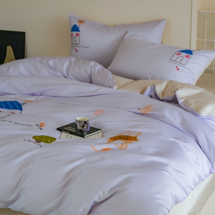 91家纺网 家纺一手货源 找家纺 （总）云胡 2025新款A类100%长绒棉纯棉四件套-恬梦 