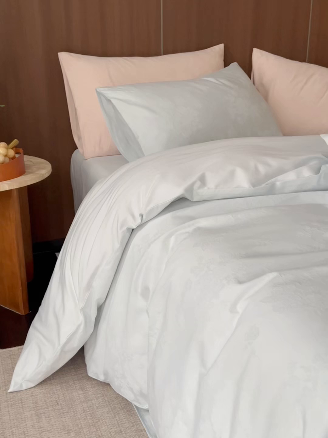 91家纺网 家纺一手货源 找家纺 （总）云胡 2025新款A类水洗工艺纯棉四件套-若曦-浅云蓝