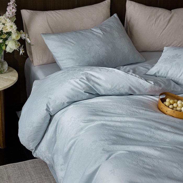 91家纺网 家纺一手货源 找家纺 （总）云胡 2025新款A类水洗工艺纯棉四件套-若曦-浅云蓝