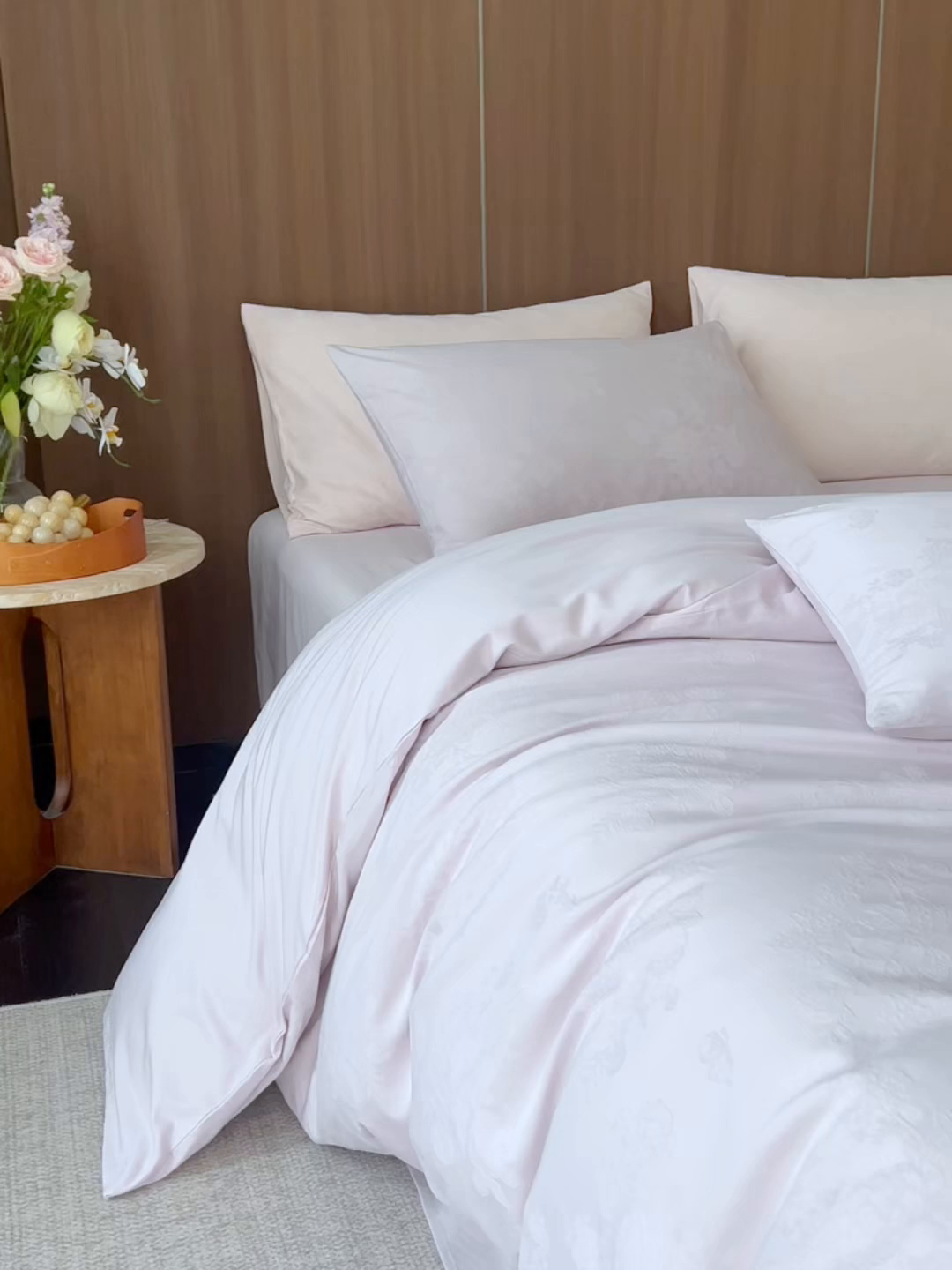 91家纺网 家纺一手货源 找家纺 （总）云胡 2025新款A类水洗工艺纯棉四件套-若曦-棠梨紫