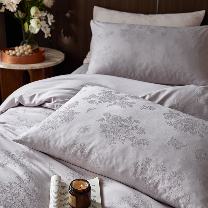 91家纺网 家纺一手货源 找家纺 （总）云胡 2025新款A类水洗工艺纯棉四件套-若曦-棠梨紫