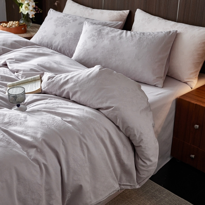 91家纺网 家纺一手货源 找家纺 （总）云胡 2025新款A类水洗工艺纯棉四件套-若曦-棠梨紫