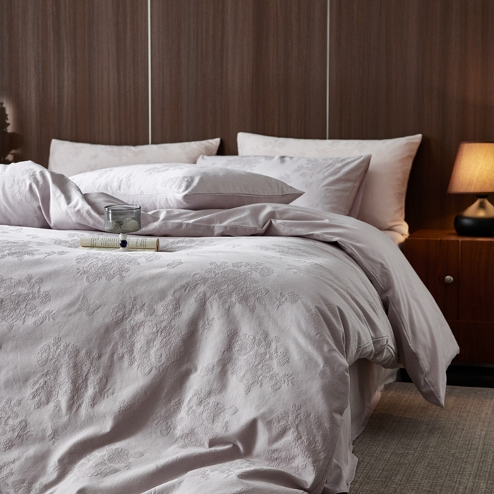 91家纺网 家纺一手货源 找家纺 （总）云胡 2025新款A类水洗工艺纯棉四件套-若曦-棠梨紫