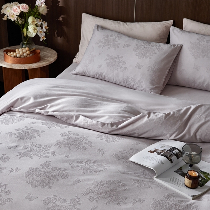 91家纺网 家纺一手货源 找家纺 （总）云胡 2025新款A类水洗工艺纯棉四件套-若曦-棠梨紫