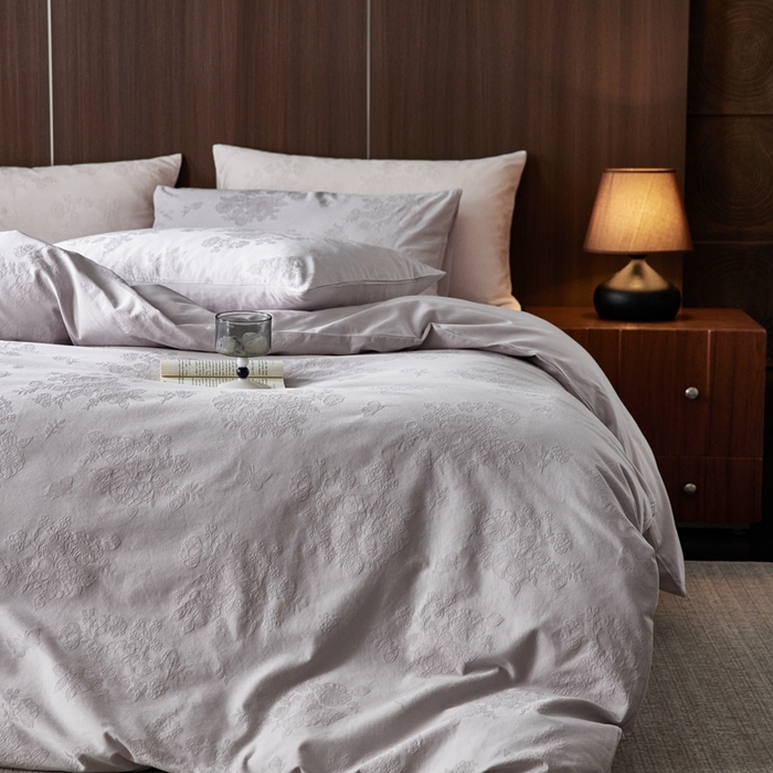 91家纺网 家纺一手货源 找家纺 （总）云胡 2025新款A类水洗工艺纯棉四件套-若曦-棠梨紫