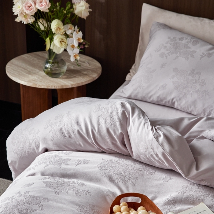 91家纺网 家纺一手货源 找家纺 （总）云胡 2025新款A类水洗工艺纯棉四件套-若曦-棠梨紫